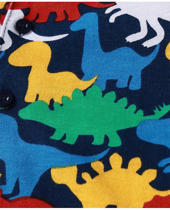 Babyhug Cotton Knit Full Sleeves Night Suit with Aeroplane Print - Navy Blue