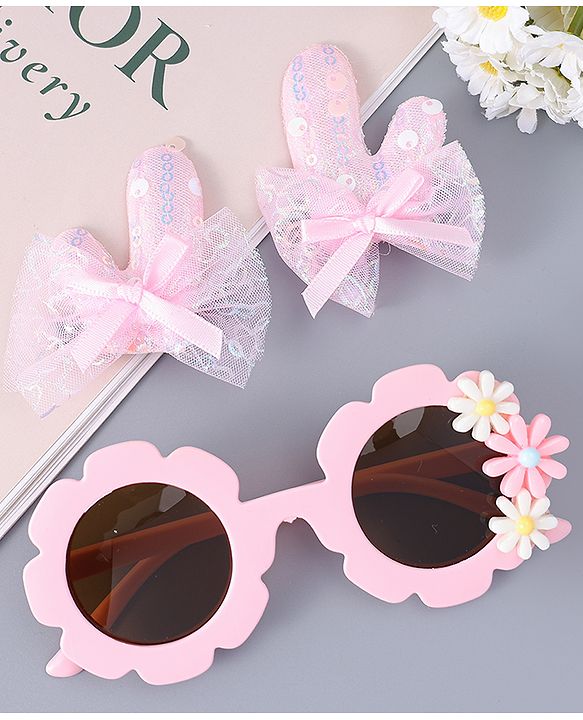Babyhug Hair Clip And Sunglasses Combo Set Free Size - Pink