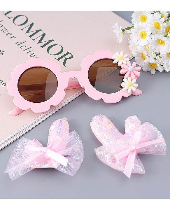 Babyhug Hair Clip And Sunglasses Combo Set Free Size - Pink