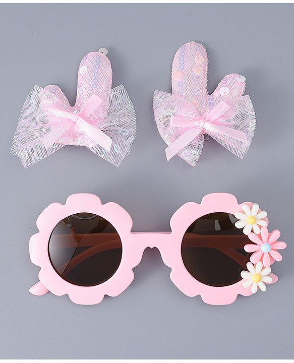 Babyhug Hair Clip And Sunglasses Combo Set Free Size - Pink