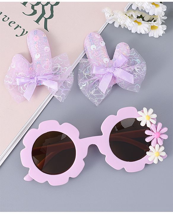 Babyhug Hair Clip And Sunglasses Combo Set Free Size - Purple
