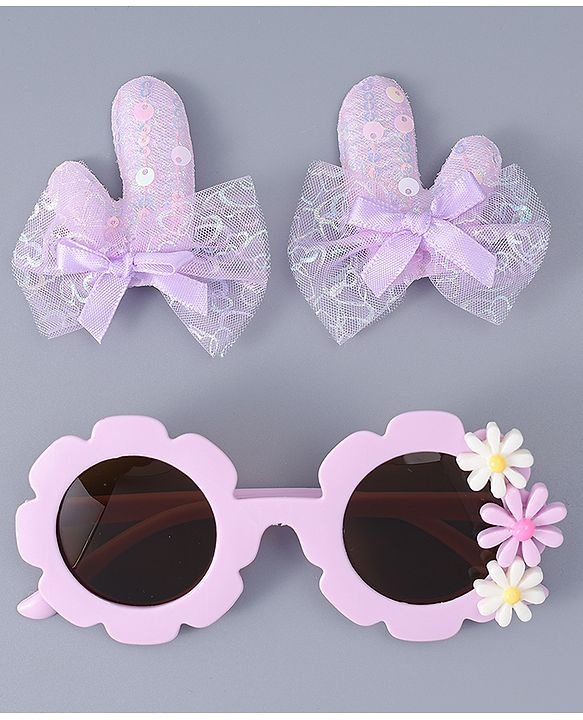 Babyhug Hair Clip And Sunglasses Combo Set Free Size - Purple