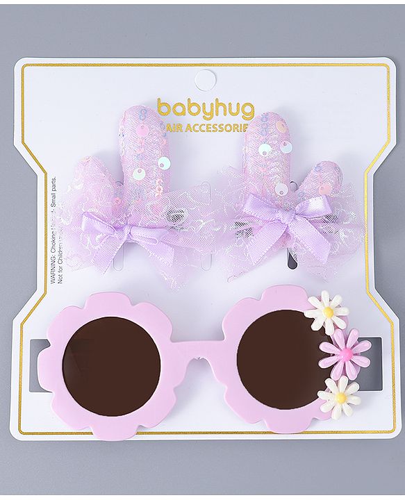 Babyhug Hair Clip And Sunglasses Combo Set Free Size - Purple