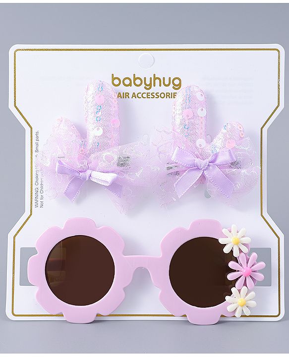 Babyhug Hair Clip And Sunglasses Combo Set Free Size - Purple