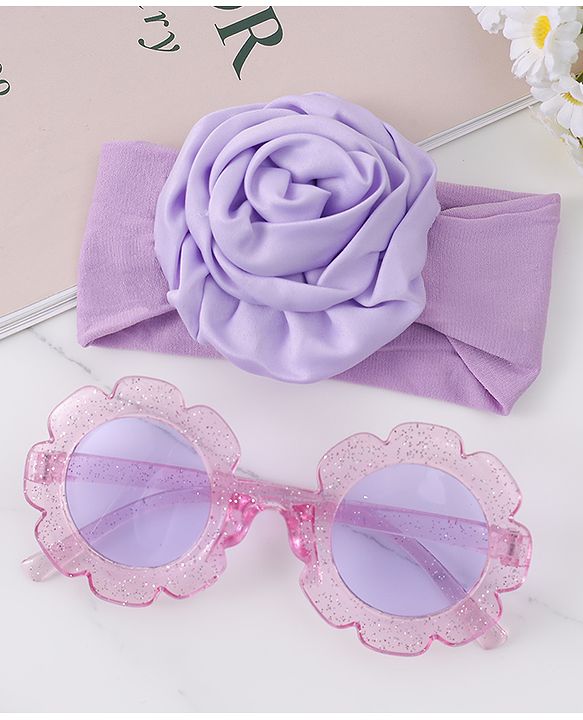 Babyhug Hairband & Sunglasses Combo Set with Floral Applique Free Size - Pink