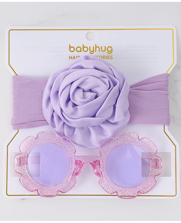 Babyhug Hairband & Sunglasses Combo Set with Floral Applique Free Size - Pink