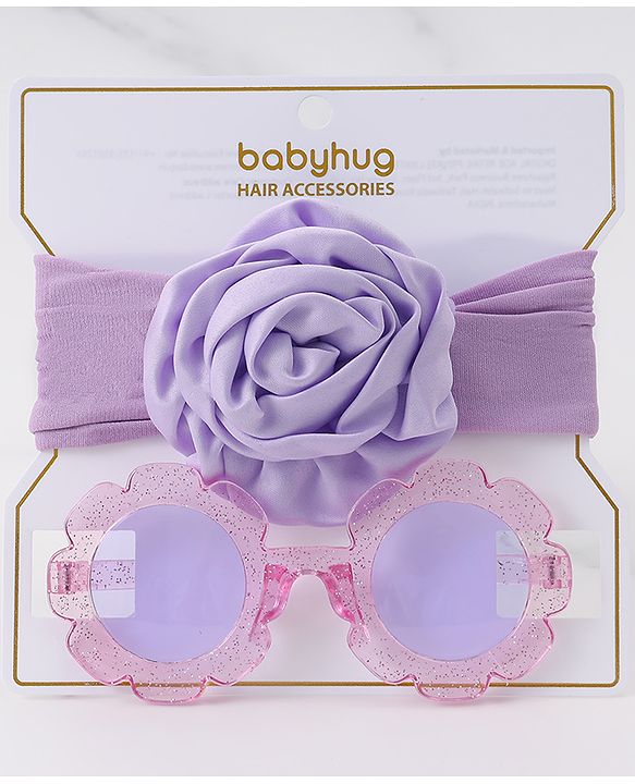 Babyhug Hairband & Sunglasses Combo Set with Floral Applique Free Size - Pink