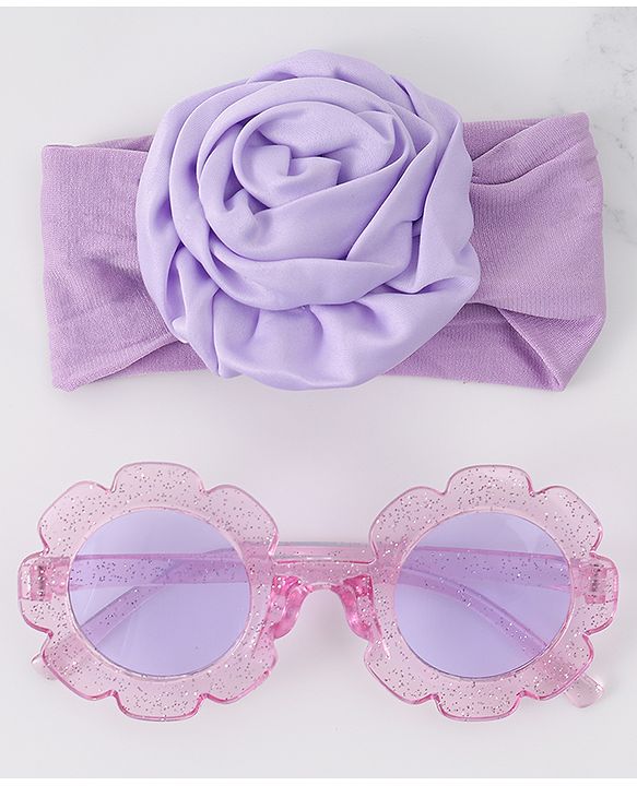 Babyhug Hairband & Sunglasses Combo Set with Floral Applique Free Size - Pink