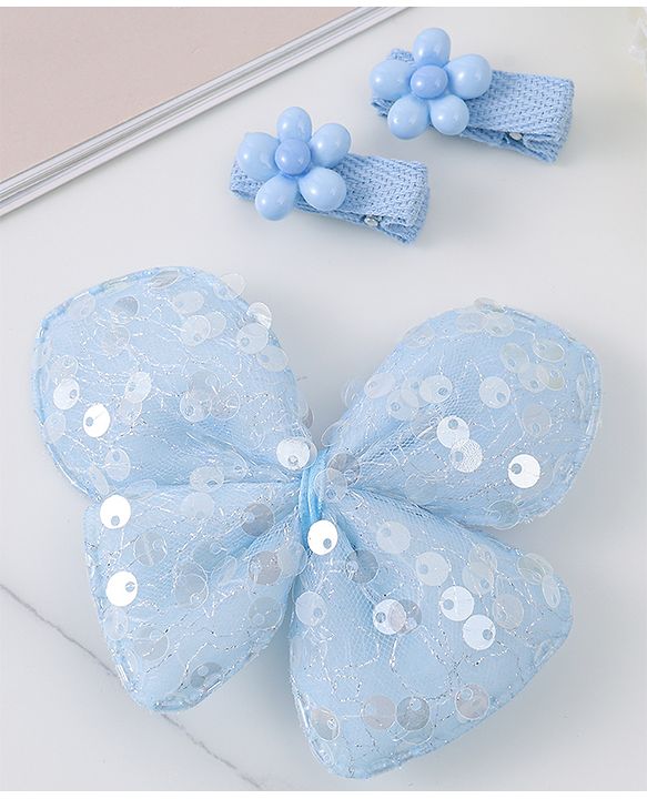Babyhug Hair Accessories & Sunglasses Combo Set with Floral Applique Free Size - Blue