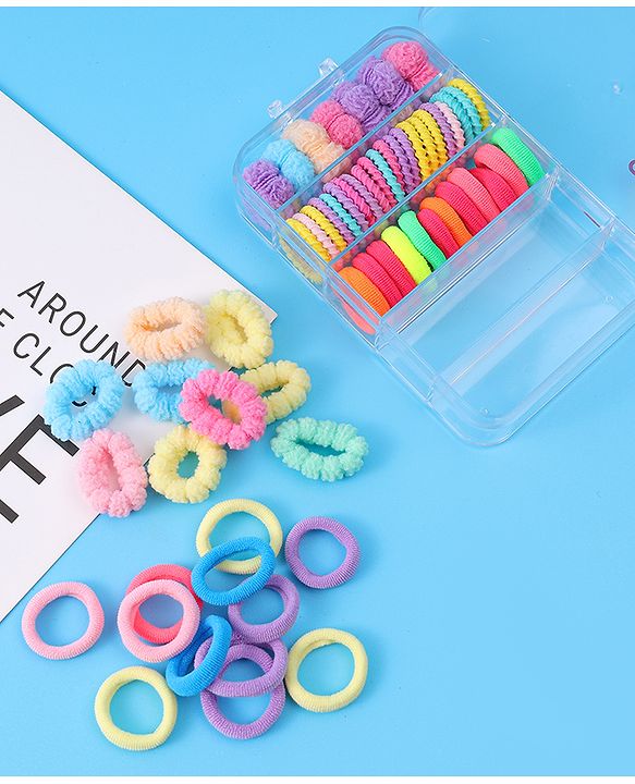 Babyhug Hair Rubber Bands Pack of 60 - Multicolor