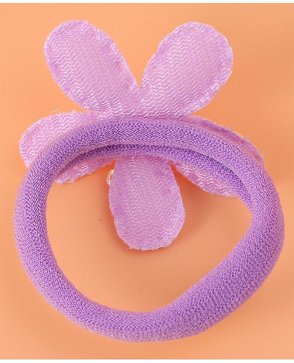 Babyhug Hair Rubber Bands With Floral Applique Pack of 6 - Blue PInk & Purple