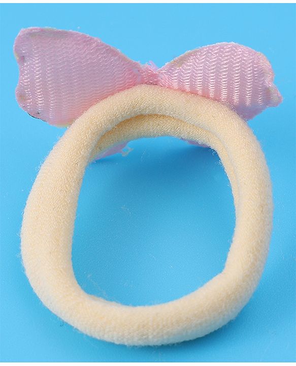 Pine Kids Hair Rubber Bands  with Butterfly Applique Free Size Pack of 10 - Light Blue