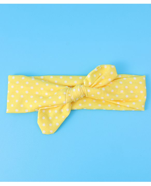 Babyhug Headbands with Bow Applique & Polka Dots Print Free Size Pack of 3 - White & Yellow