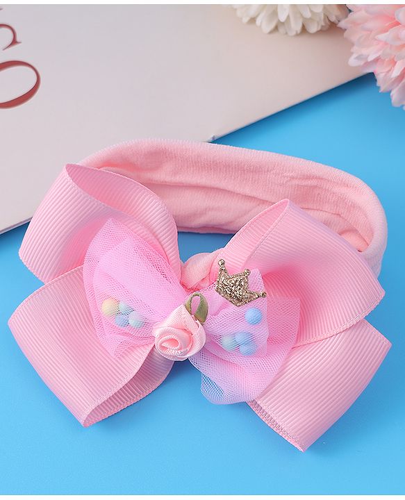 Babyhug Headband With Bow Applique - Pink