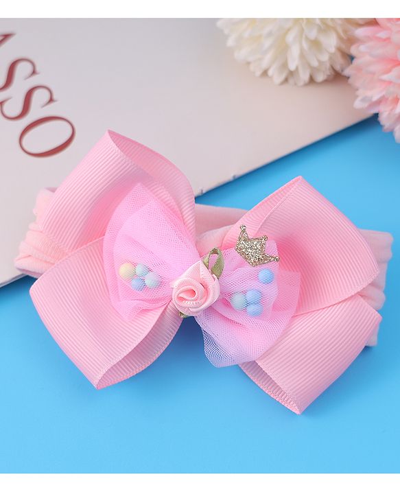 Babyhug Headband With Bow Applique - Pink