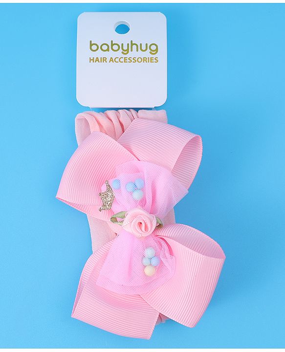 Babyhug Headband With Bow Applique - Pink