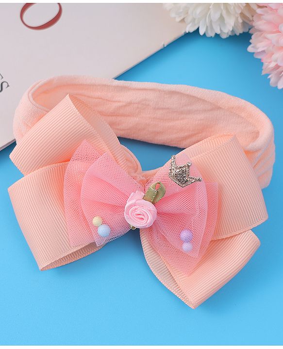Babyhug Headband With Bow Applique - Pink