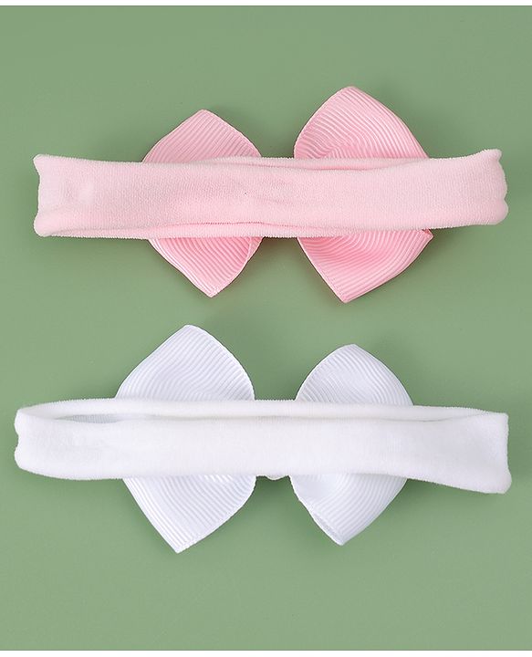 Babyhug Headbands With Bow Applique Pack of 2 - Pink & White