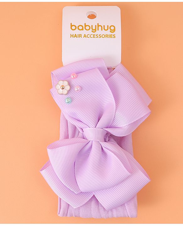 Babyhug Headband With Bow Applique - Purple