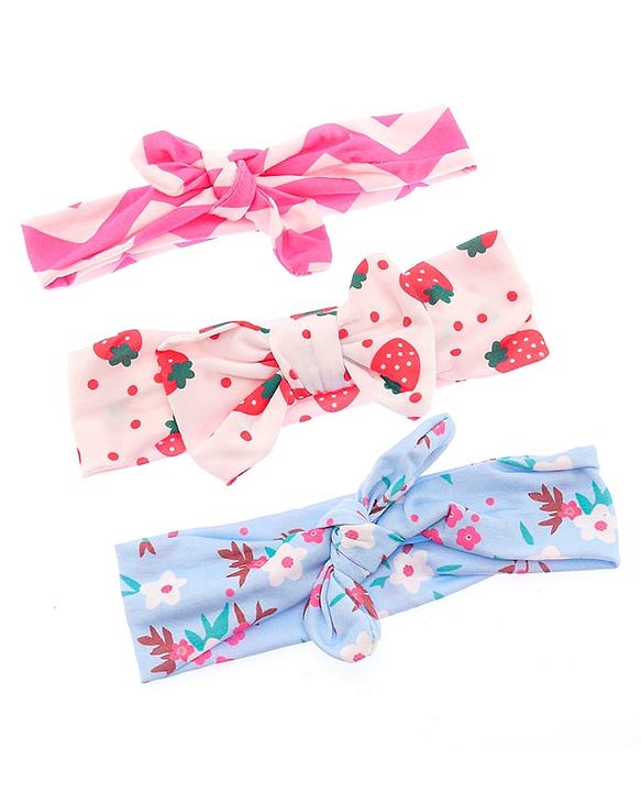 Babyhug Headbands With Bow Applique Pack of 3 - Multicolor