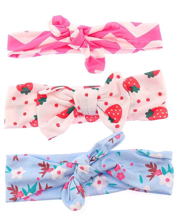 Babyhug Headbands With Bow Applique Pack of 3 - Multicolor