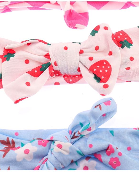 Babyhug Headbands With Bow Applique Pack of 3 - Multicolor