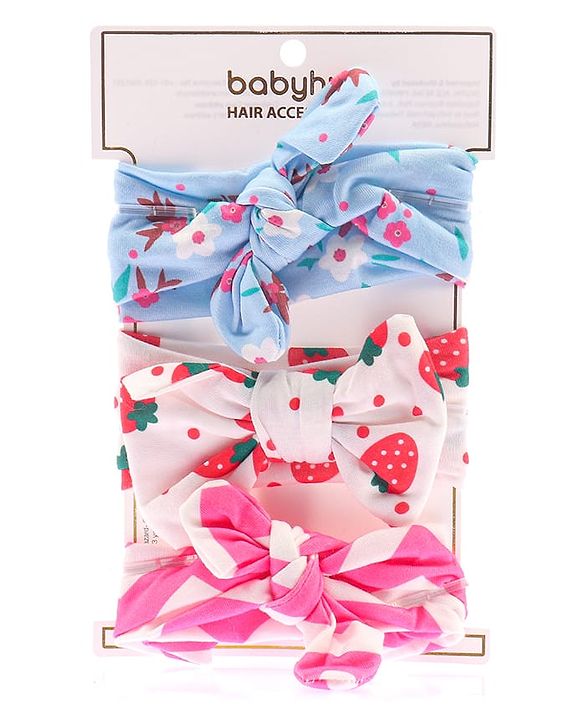 Babyhug Headbands With Bow Applique Pack of 3 - Multicolor