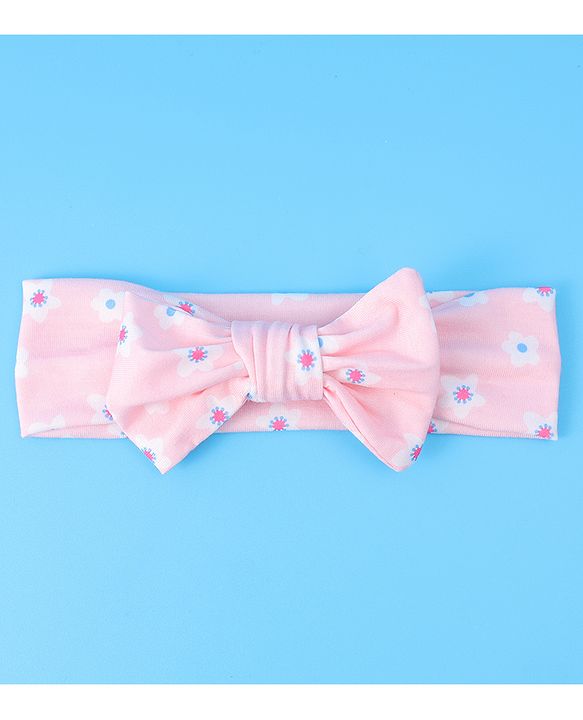 Babyhug Headbands with Bow Applique & Floral Print Free Size Pack of 3 - Pink