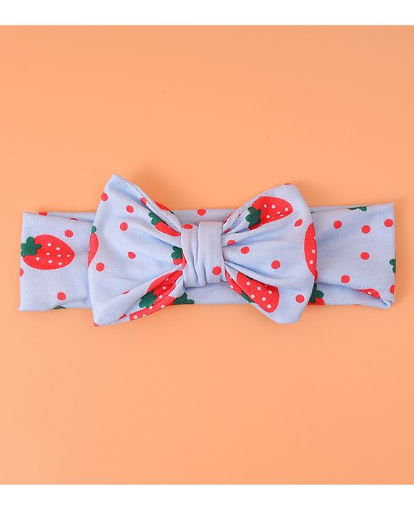 Babyhug Printed Headbands with Bow Applique Free Size Pack of 3 - Blue