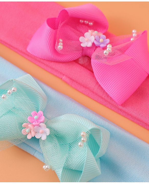 Babyhug Headbands With Bow Applique Pack of 2 - Pink & Green