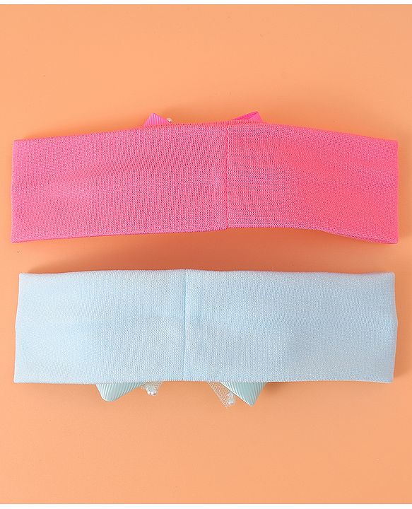 Babyhug Headbands With Bow Applique Pack of 2 - Pink & Green