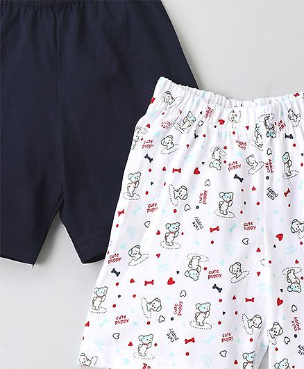 Babyhug Shorts Puppy Print Pack of 2 - Navy White