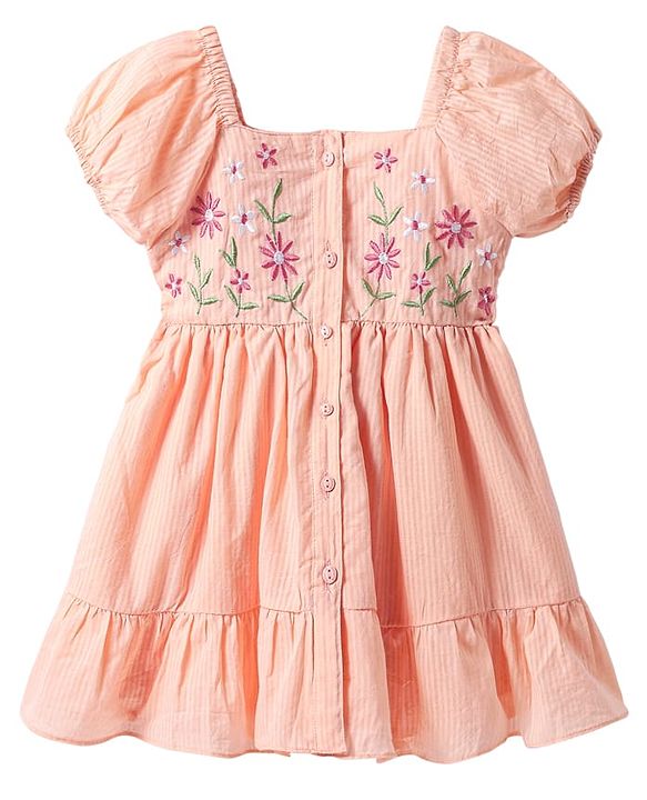 Babyhug Cotton Woven Full Sleeves Frock with Abstract Print - Red main image 1