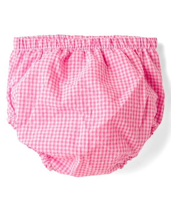 Babyhug Cotton Woven Knee Length Checks Print Frock With Bloomers & Hat - Pink