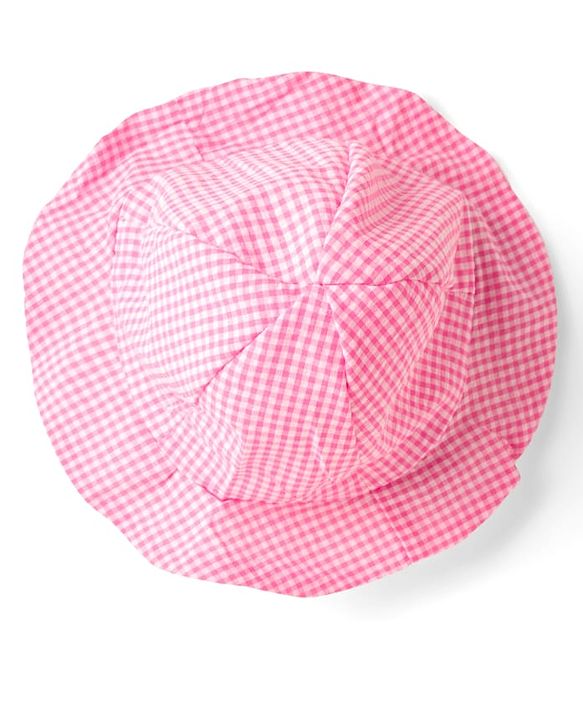 Babyhug Cotton Woven Knee Length Checks Print Frock With Bloomers & Hat - Pink