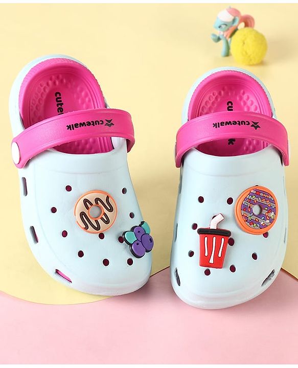 Cute Walk by Babyhug Clogs with Backstrap & Food Applique - Dark Pink