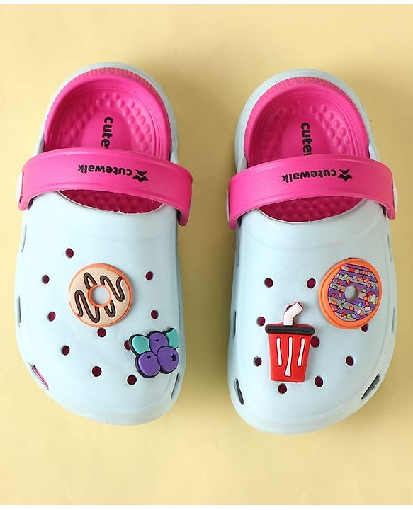 Cute Walk by Babyhug Clogs with Backstrap & Food Applique - Dark Pink