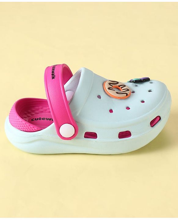 Cute Walk by Babyhug Clogs with Backstrap & Food Applique - Dark Pink