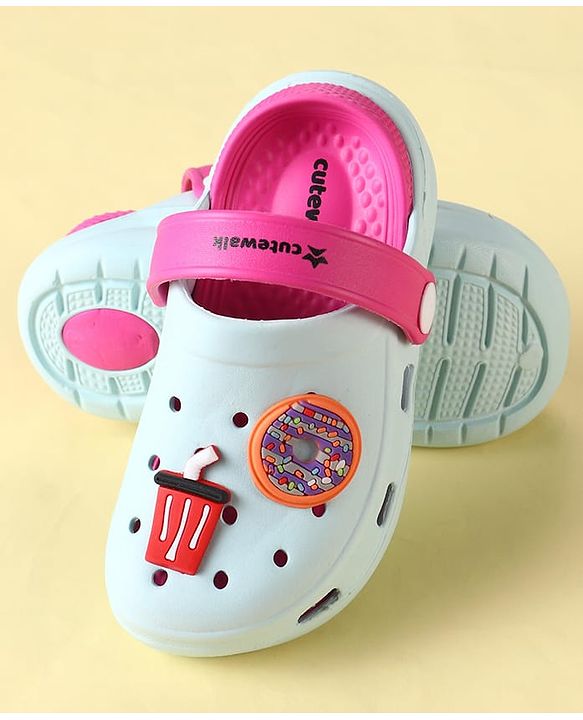 Cute Walk by Babyhug Clogs with Backstrap & Food Applique - Dark Pink