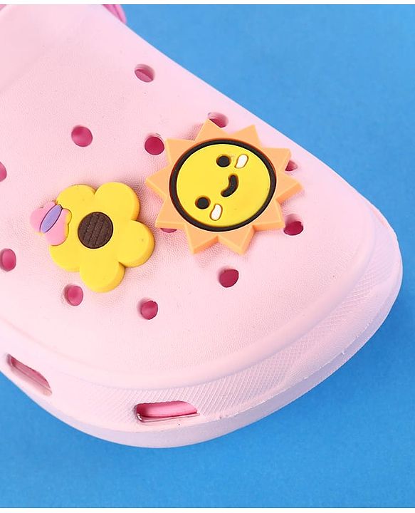 Cute Walk by Babyhug Clogs with Back Strap & Floral Applique - Pink