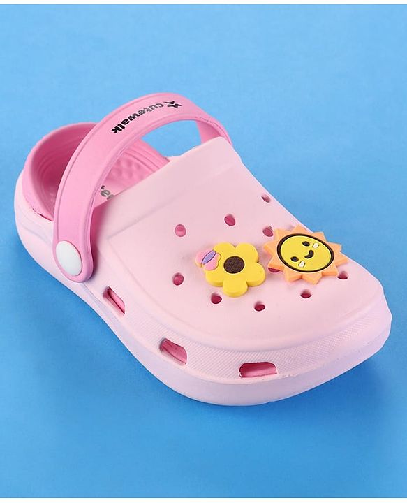 Cute Walk by Babyhug Clogs with Back Strap & Floral Applique - Pink