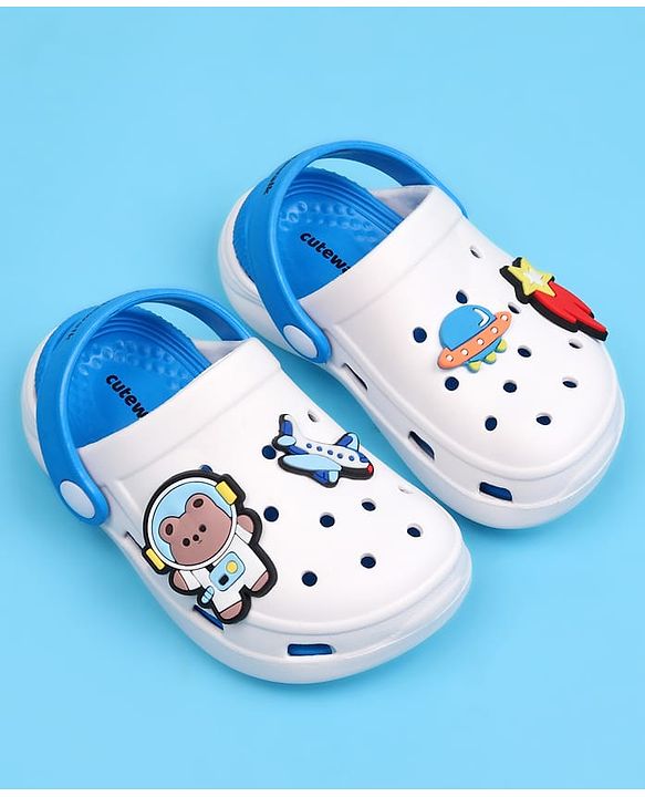 Cute Walk by Babyhug Clogs with Back Strap Closure & Bear Applique - Blue