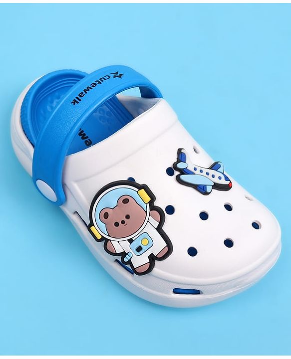 Cute Walk by Babyhug Clogs with Back Strap Closure & Bear Applique - Blue