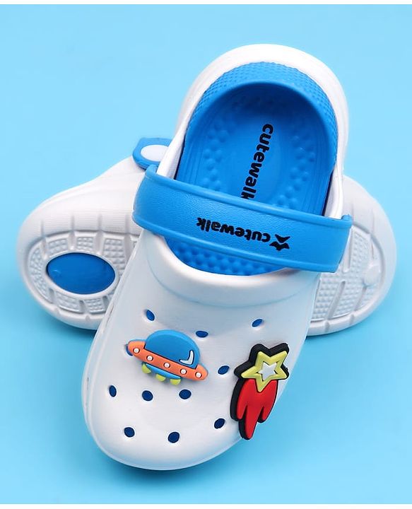Cute Walk by Babyhug Clogs with Back Strap Closure & Bear Applique - Blue