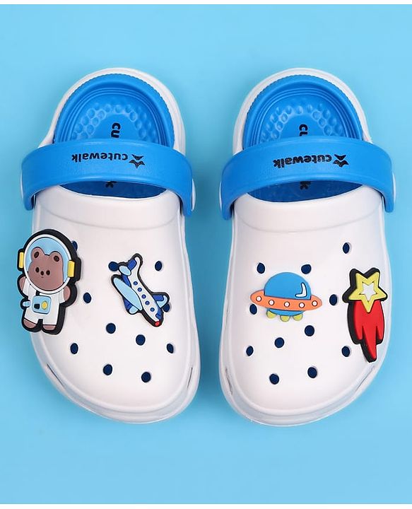 Cute Walk by Babyhug Clogs with Back Strap Closure & Bear Applique - Blue