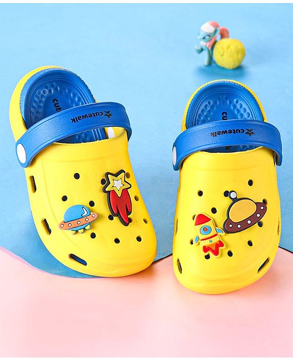 Cute Walk by Babyhug Clogs with Back Strap & UFO Applique - Yellow