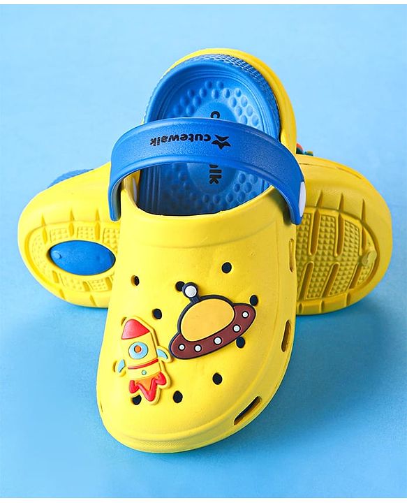 Cute Walk by Babyhug Clogs with Back Strap & UFO Applique - Yellow