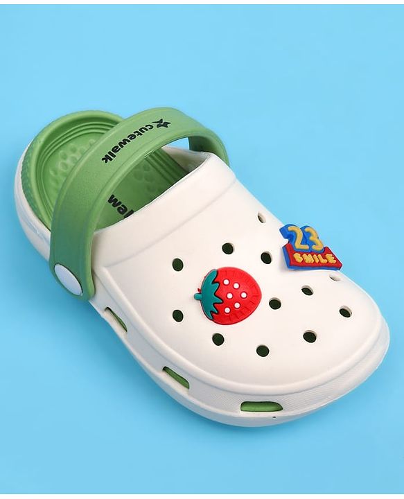 Cute Walk by Babyhug Clogs with Back Strap Closure & Bear Applique - Green