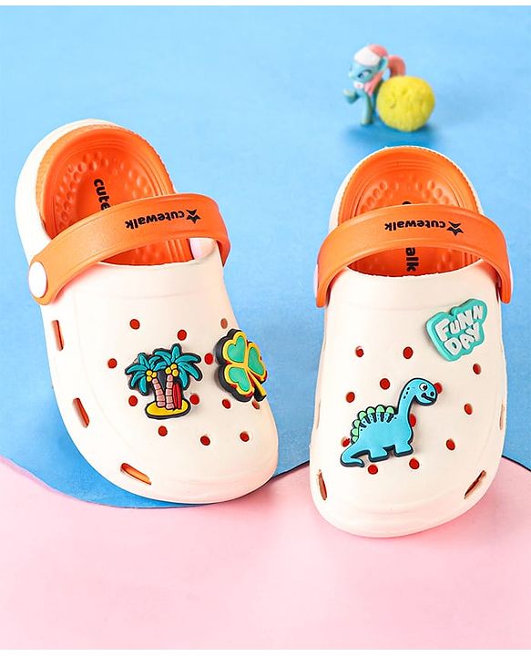 Cute Walk by Babyhug Clogs with Back Strap & Dinosaur Applique -  Pink