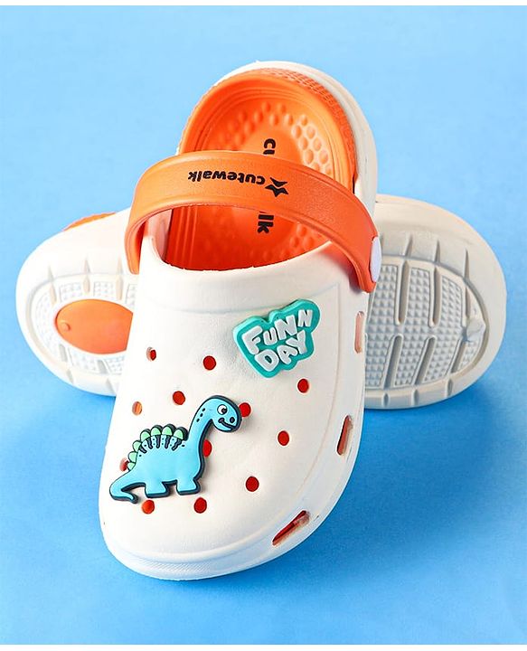 Cute Walk by Babyhug Clogs with Back Strap & Dinosaur Applique -  Pink